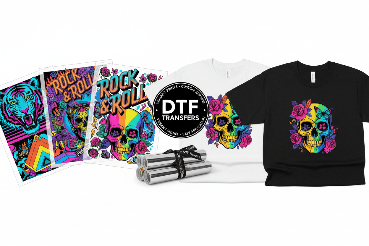 DTF printing designs on white background