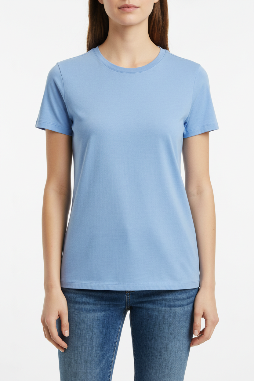 Female model in Baby Blue