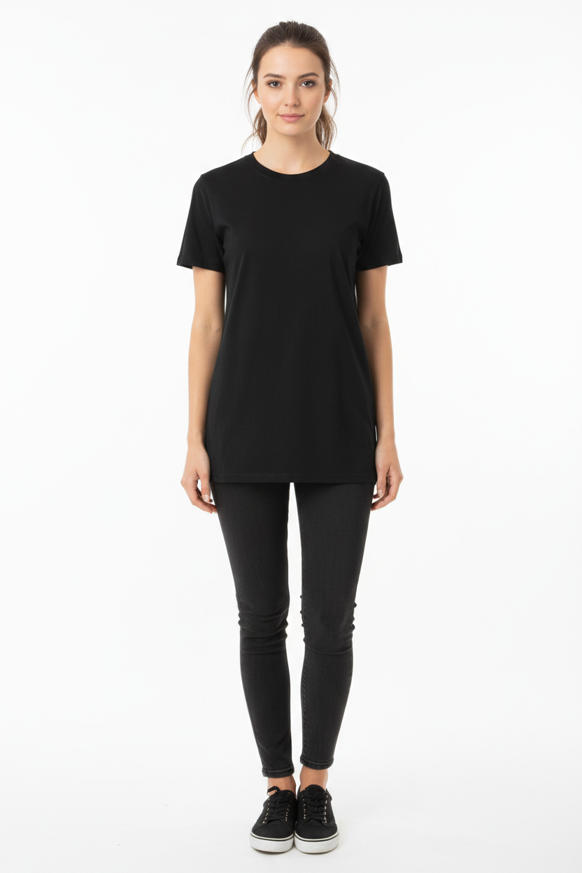 Female model in Black Tultex 502