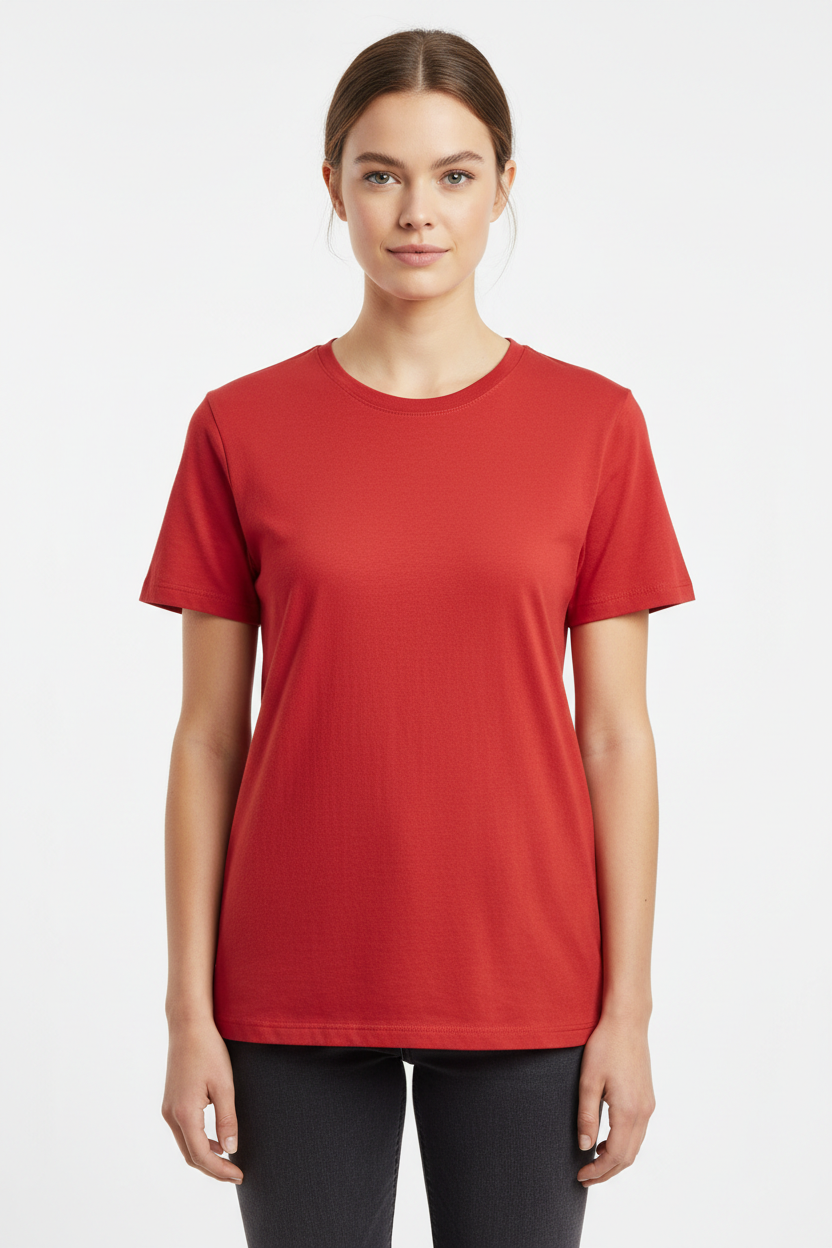 Female model in Canvas Red