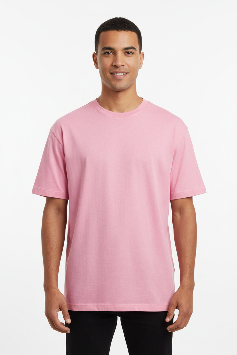 Male model in Charity Pink